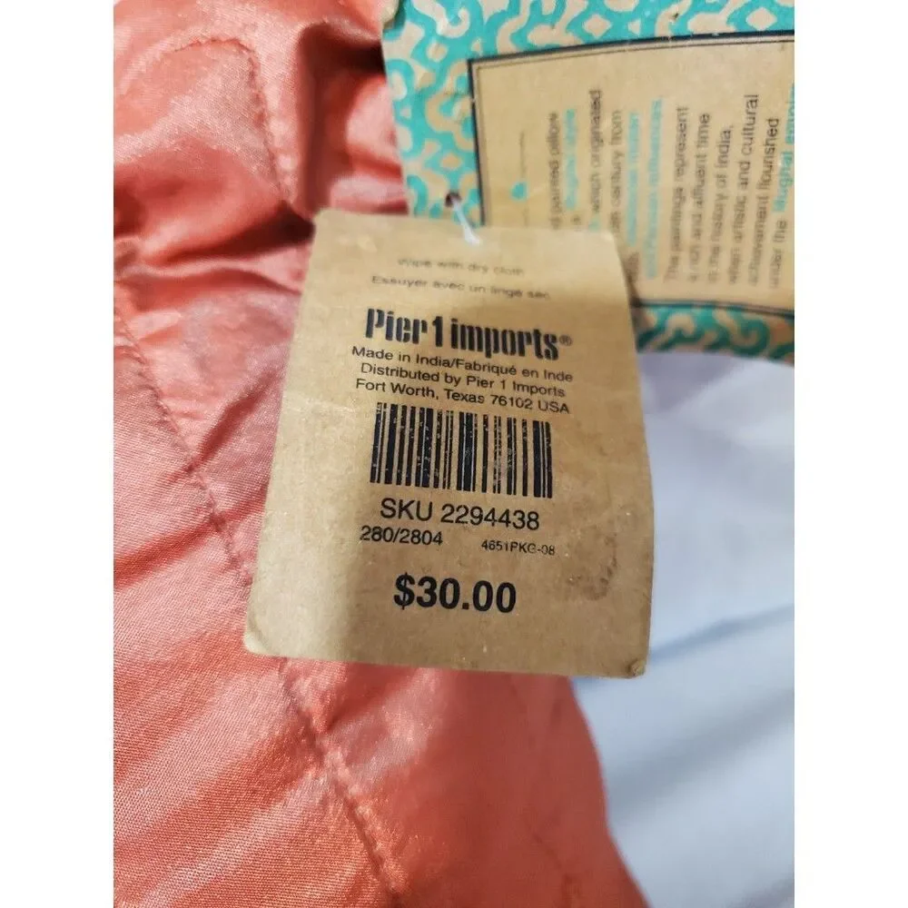Pier 1 Imports Hand painted Mughal Pillow with Tassels Original Tags